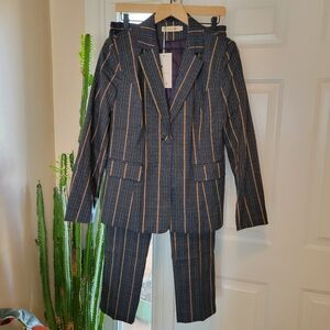 NEW Modful Blue Pin Striped Two Piece Buisness Office Work Suit, Size Womens S